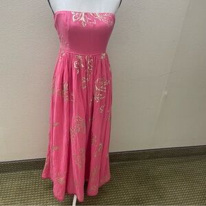 Free People Strapless Pink and Gold Dress